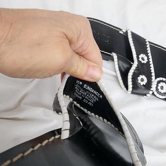 Bass Deco‎ style whipstitched sandals 10 - Picture 3 of 6